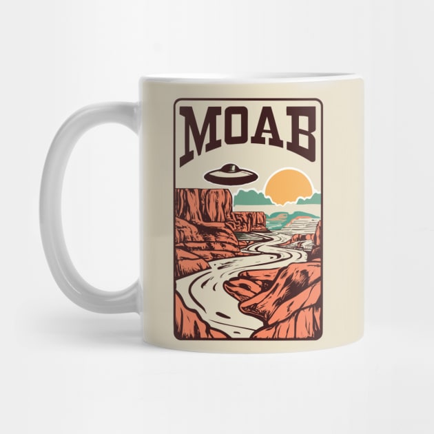 Moab Desert Canyon Retro UFO Illustration - Vintage Extraterrestrial Art by TeeTrendz